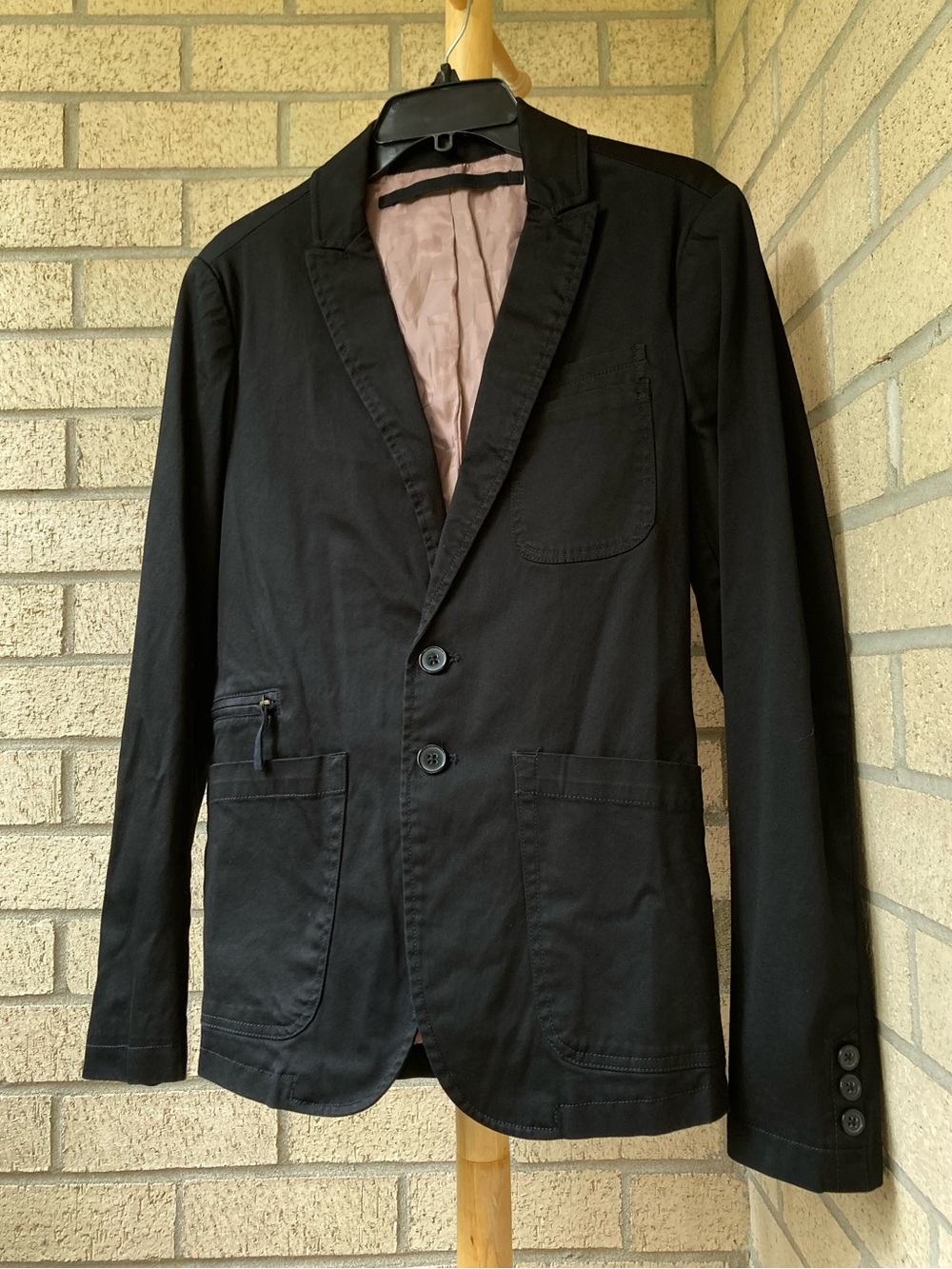 Diesel Black Button Front Blazer with Pockets Cotton Blazer Jacket